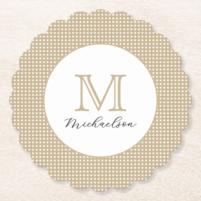 Modernes Minimal Gold Elegantes Monogramm Untersetzer (Vorderseite)