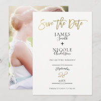 Modernes Minimal Gold Foil Full Foto Save the Date