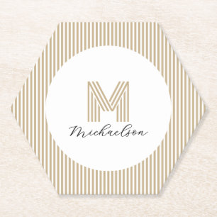 Modernes Minimal Gold Streifen Monogramm Untersetzer