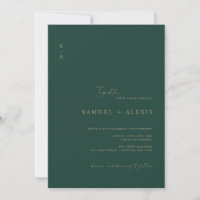 Modernes Minimal Green & Gold QR Code Foto Hochzei
