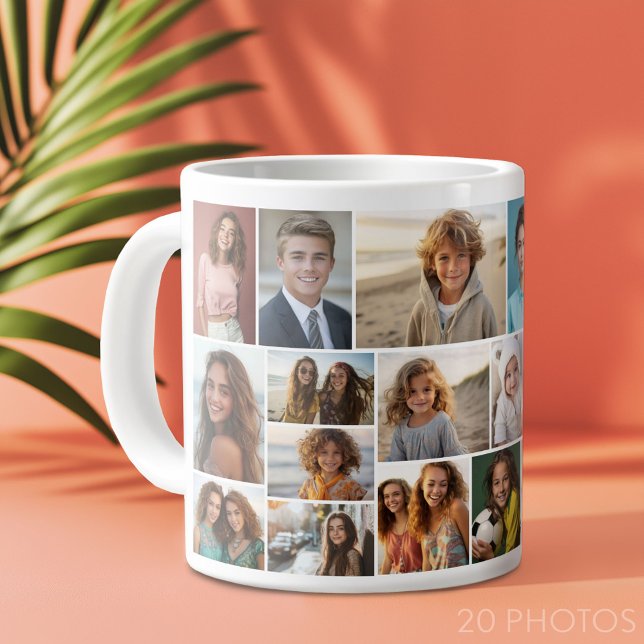 Modernes Minimal Grid - 20 Foto Collage Jumbo-Tasse (Custom Photo Collage Mug)