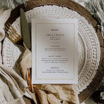 Modernes Minimal | Imitate Goldbrände Hochzeit Menükarte<br><div class="desc">Dieses moderne und elegante Hochzeitsmenü bietet einen einfachen,  schwarzen Text auf weißem Hintergrund mit einem goldenen Rahmen für Imitate.</div>