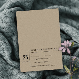 MODERNES MINIMAL KRAFT TYPOGRAPHY WEDD RSVP EINLADUNG
