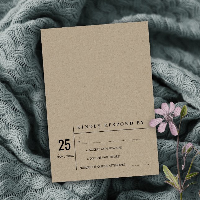 MODERNES MINIMAL KRAFT TYPOGRAPHY WEDD RSVP EINLADUNG (Von Creator hochgeladen)