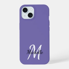 Modernes Minimal Lila Monogramm iPhone 15 Hülle