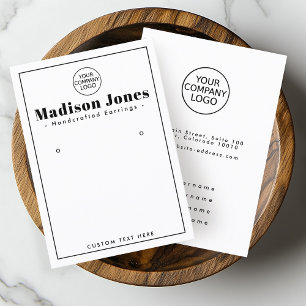Modernes Minimal Logo Weißes Ohrring Display-Karte Visitenkarte