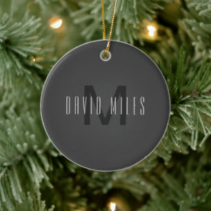 Modernes Minimal Monogram Design bearbeitbar Dunke Keramik Ornament