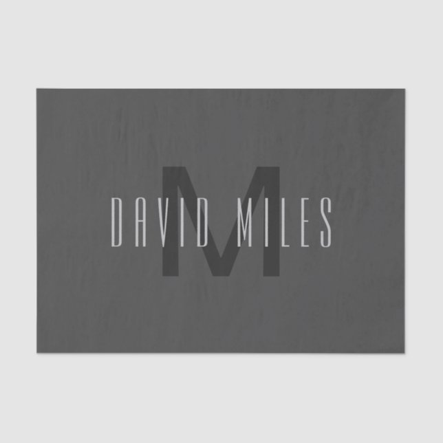 Modernes Minimal Monogram Design bearbeitbar Dunke Seidenpapier (Vorderseite)