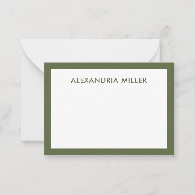 Modernes Minimal Monogram Name Olive Mitteilungskarte (Vorderseite)