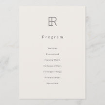 Modernes Minimal Monogramm Hochzeitsprogramm