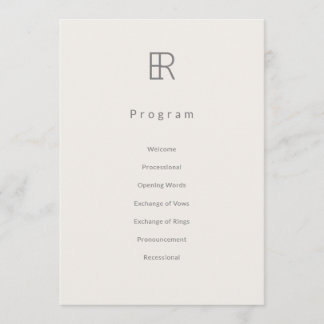 Modernes Minimal Monogramm Hochzeitsprogramm Programm