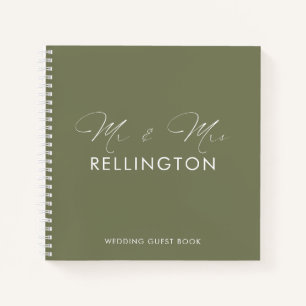 Modernes Minimal Olive Green Wedding Guest Book Notizbuch