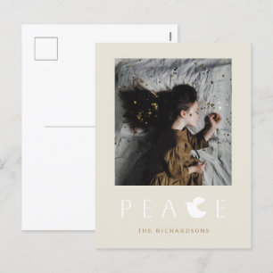 Modernes Minimal Peace Dove Holiday Foto Postkarte