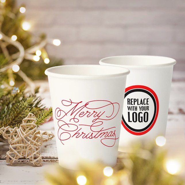 Modernes Minimal Personalisiertes Weihnachtslogo Pappbecher (Von Creator hochgeladen)