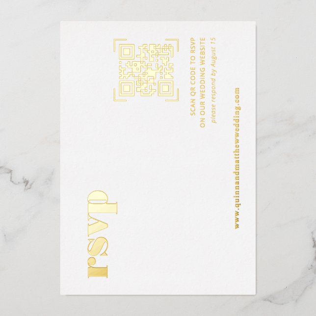 Modernes Minimal | QR Code Wedding RSVP Card Folieneinladung (Vorderseite)
