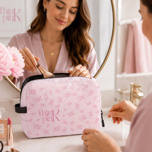 Modernes Minimal Rosa Monogramm Think Pink  Waschbeutel