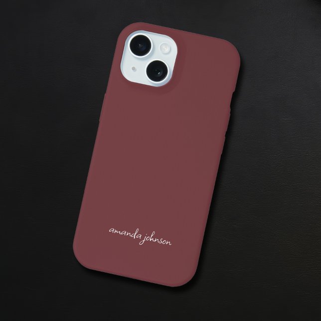 Modernes Minimal rotes Monogramm mit vollständigem iPhone 15 Hülle (Von Creator hochgeladen)