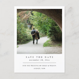 MODERNES MINIMAL SAUBERES CUSTOM-FOTO SAVE THE DAT ANKÜNDIGUNGSPOSTKARTE