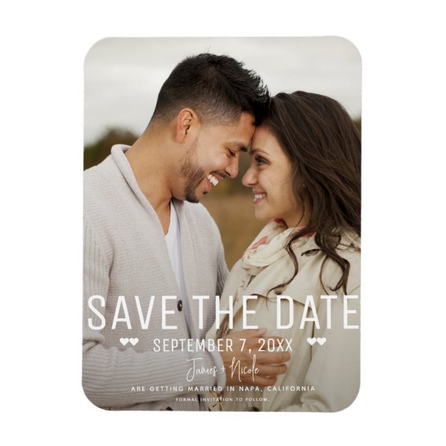 Modernes Minimal Save the Date Hochzeitsstift Magnet (Vertikal)