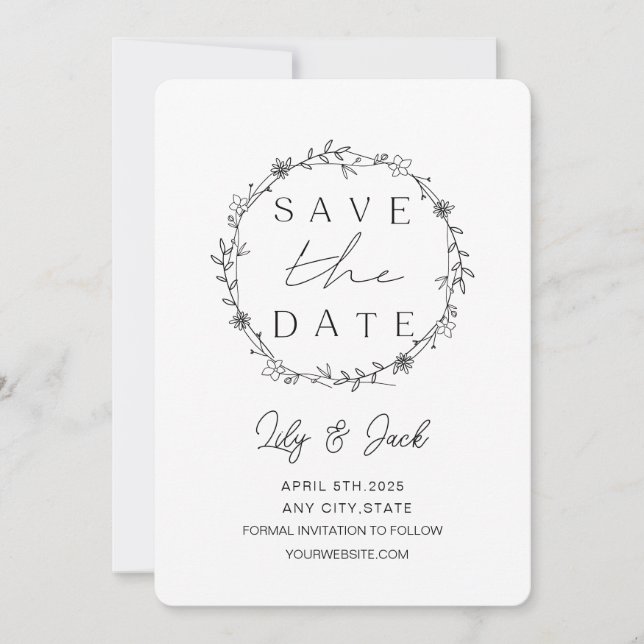 Modernes Minimal Save the Date, Minimal einfach Date (Vorderseite)