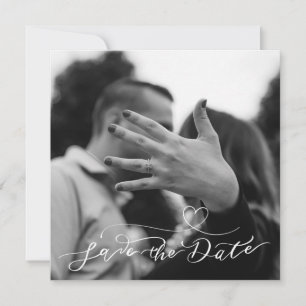 Modernes Minimal Schwarz-Weiß-Foto Save The Date