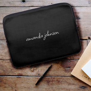 Modernes Minimal Schwarz-Weiß-Monogramm Laptopschutzhülle