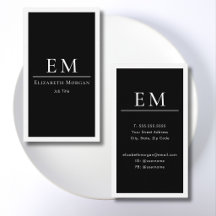 Modernes Minimal Schwarz Weiß Monogramm Vertikal