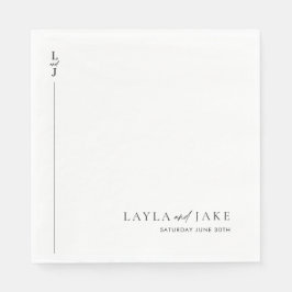 Modernes Minimal Schwarz-weiße Hochzeit Napkins LA Serviette