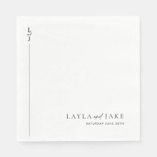 Modernes Minimal Schwarz-weiße Hochzeit Napkins LA Serviette