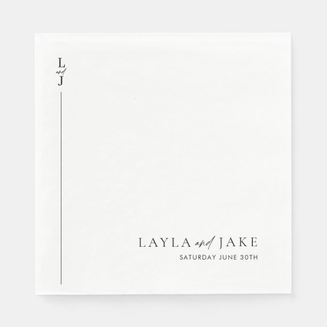 Modernes Minimal Schwarz-weiße Hochzeit Napkins LA Serviette (Vorderseite)