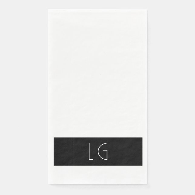 Modernes Minimal Schwarz-weiße Hochzeitmonogramm Serviette (Vorderseite)