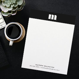 Modernes Minimal Schwarz-weißes Monogramm Briefbogen