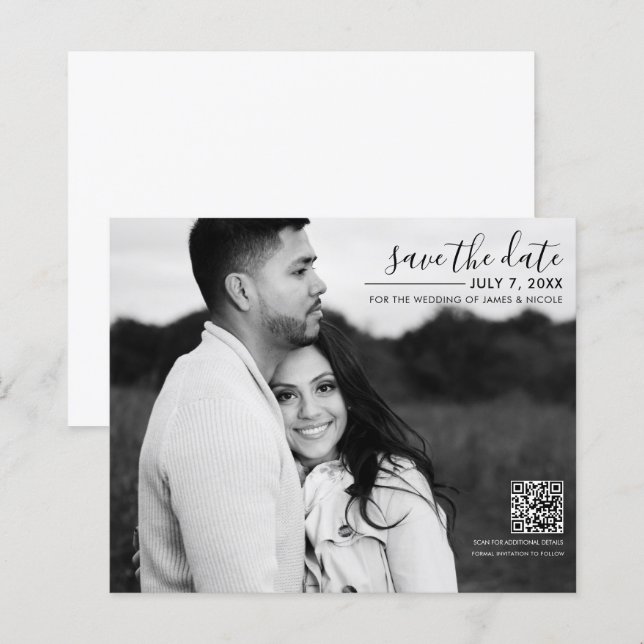 Modernes Minimal Sleek Picture Foto Save the Date (Vorne/Hinten)