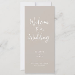 Modernes Minimal Taupe Script Wedding Programm