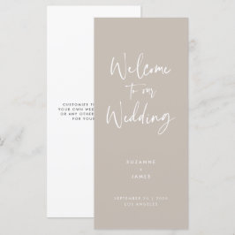 Modernes Minimal Taupe Script Wedding Programm