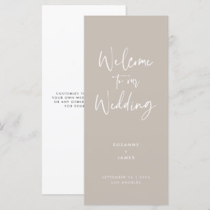 Modernes Minimal Taupe Script Wedding Programm