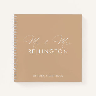 Modernes Minimal Taupe Wedding Gästebuch Notizbuch