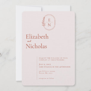 Modernes Minimal Terracotta & Blush Wedding Einladung