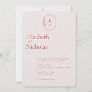 Modernes Minimal   Terracotta & Blush Wedding Einladung
