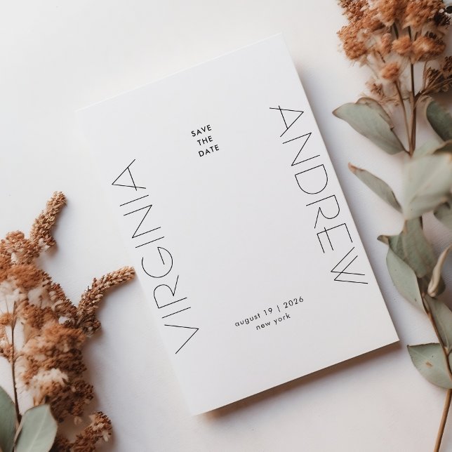 Modernes Minimal Tyografie Big Names Foto Save The Date (Von Creator hochgeladen)