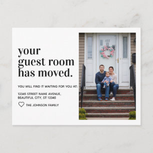 Modernes Minimal Typografie Gast Room Foto Moving Ankündigungspostkarte