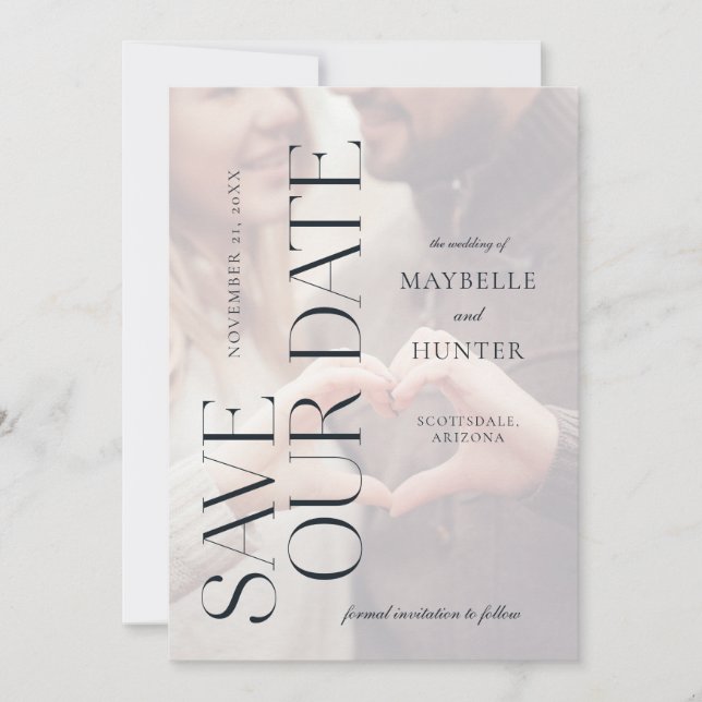 Modernes Minimal-Verlobung-Foto Rette unser Datum Save The Date (Vorderseite)