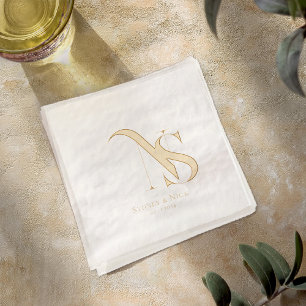Modernes Minimal   Wedding Monogram Napkins Servietten Mit Folie