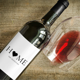 Modernes Minimal-Zuhause-Personalisiertes Geschenk Weinetikett