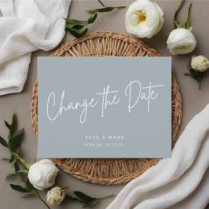 Modernes Minimalblau verändert die Ankündigung Postkarte