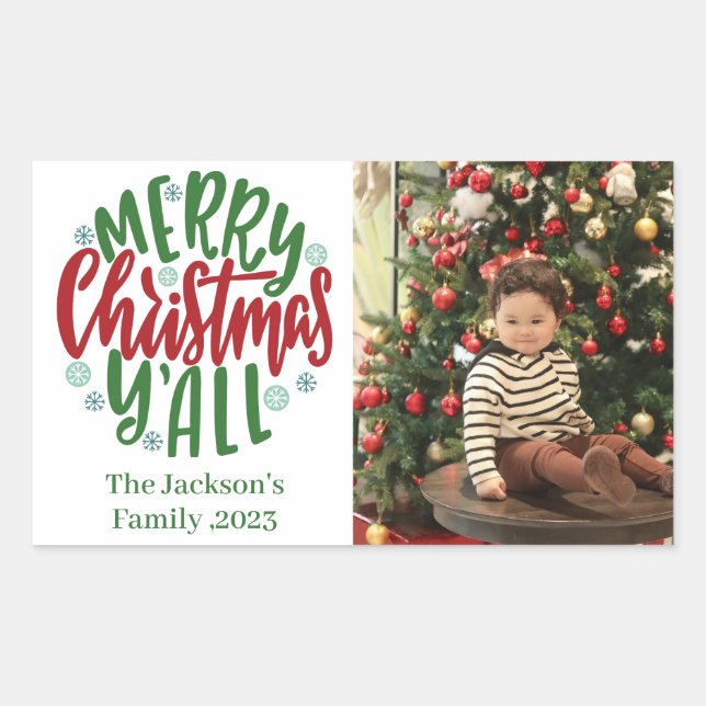 Modernes, minimales 1 Foto Weihnachtsgeschenk Rechteckiger Aufkleber (Vorderseite)