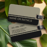 Modernes, minimales 2 Farbdesign mit Name - Schwar Gepäckanhänger<br><div class="desc">Ein einfaches,  auffallendes Design mit 2 Farben und einem Streifen. Ein Farbblock zum Hinzufügen Ihres Namens oder eines beliebigen Textes. Sie können einen Namen,  ein Monogramm oder einen anderen benutzerdefinierten Text hinzufügen. Wenn Sie die Kunst verschieben möchten,  klicken Sie auf die Schaltfläche Anpassen,  um Änderungen vorzunehmen.</div>