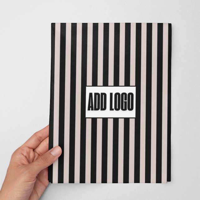 Modernes, minimales Beige-Black Stripes-Logo Geschenkpapier Set (Von Creator hochgeladen)