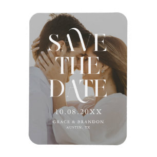 Modernes, minimales Chic-Foto-Hochzeit retten das Magnet