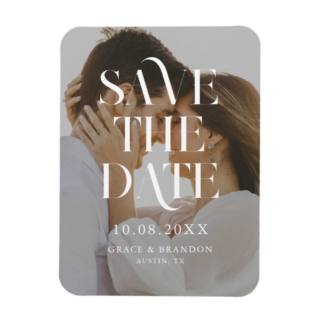 Modernes, minimales Chic-Foto-Hochzeit retten das  Magnet (Vertikal)